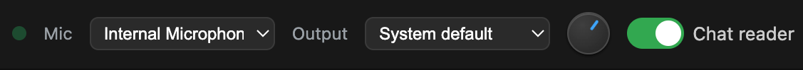Chat reader toggle in the QuickYap topbar